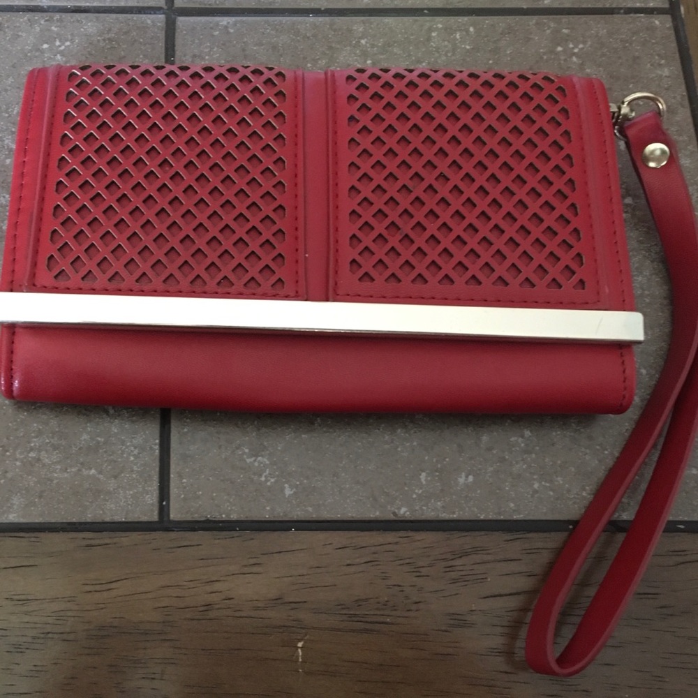 Red wristlet clutch